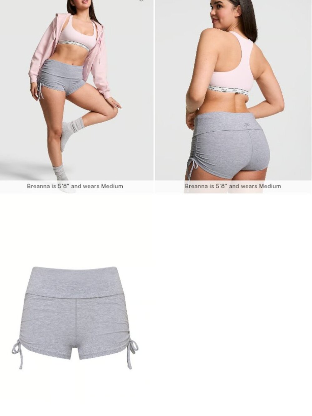 Victoria's Secret PINK All-Day Cotton Foldover Ruched Micro Shorts Side Ties S - Picture 3 of 3